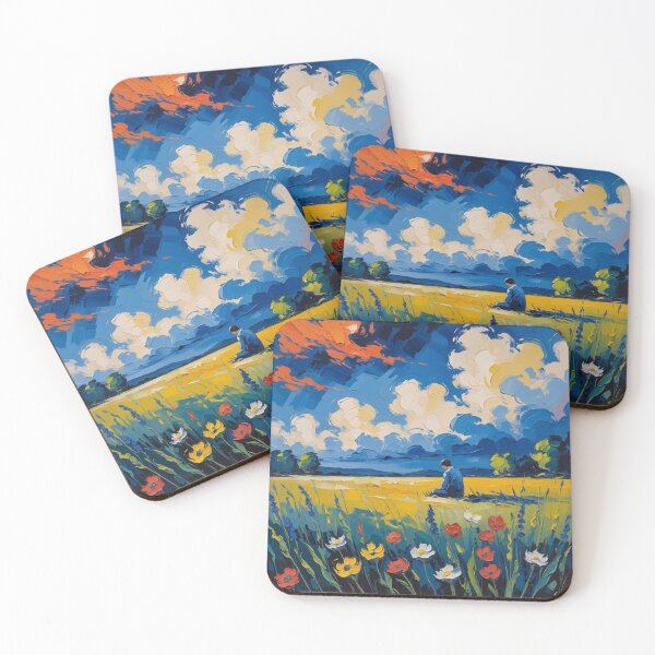 Item preview, Man Meditating in Tranquil Meadow designed and sold by Rue Design Company.