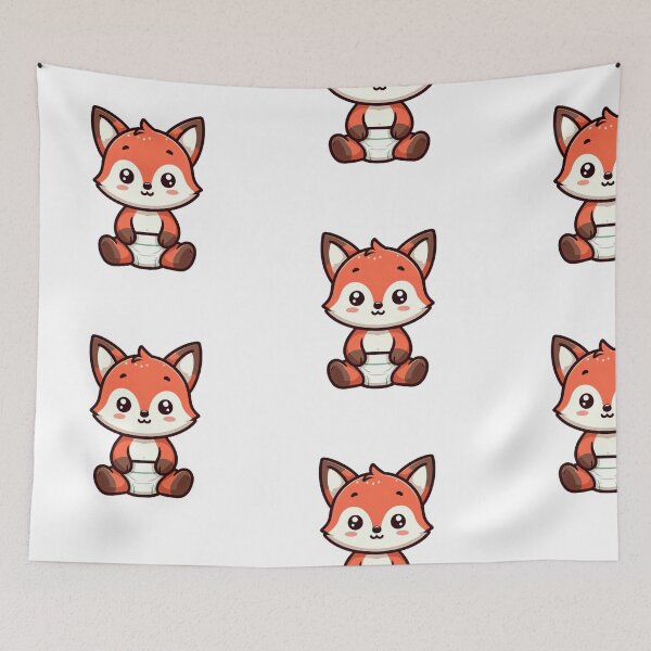 Item preview, Shy Baby Fox in Diaper – Sweet and Soft Cartoon Animal designed and sold by Confuzz1ed.