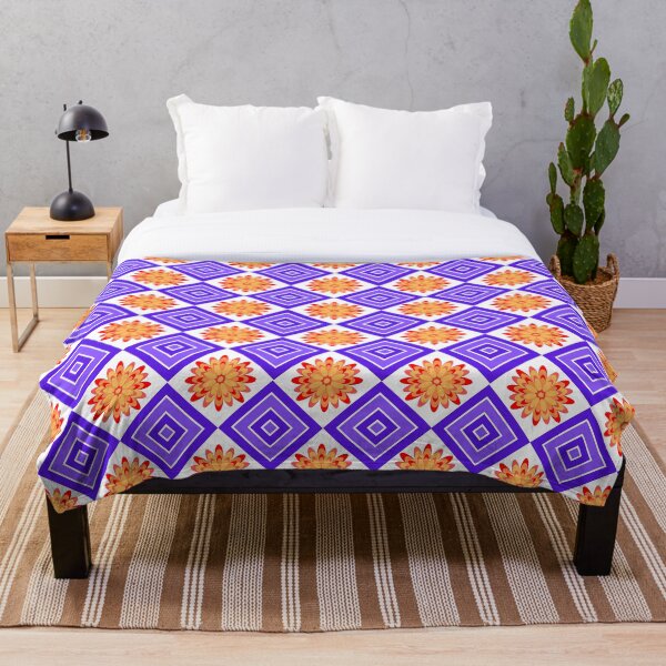 Item preview, Bright Geometric Floral Pattern Orange and Purple Retro Design designed and sold by Jjc59.