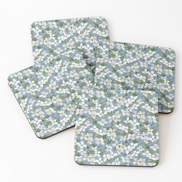 Item preview, Dogwood Blossoms on Blue 84a6bd Half-drop designed and sold by Art in My Loft.
