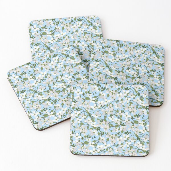 Item preview, Dogwood Blossoms on Blue b0defc Half-drop designed and sold by Art in My Loft.