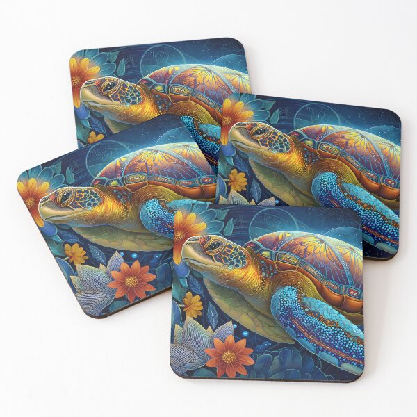 Item preview, Vibrant Underwater Turtle in Colorful Surroundings designed and sold by Artessie.