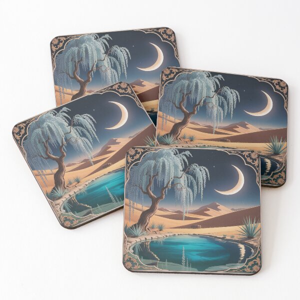 Item preview, a serene moonlit desert oasis. designed and sold by Lilashakti ⭐️ ⭐️ ⭐️ ⭐️ ⭐️.