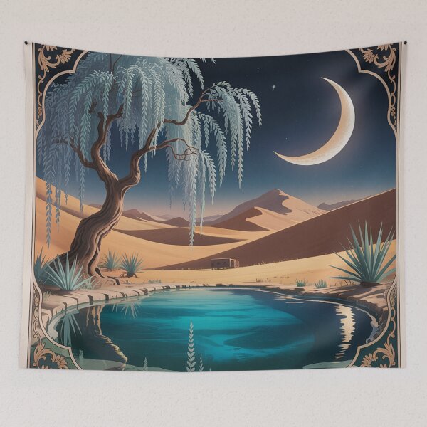 Item preview, a serene moonlit desert oasis. designed and sold by Lilashakti ⭐️ ⭐️ ⭐️ ⭐️ ⭐️.