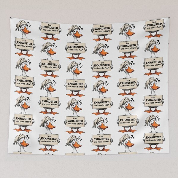 Item preview, I Am Exhausted and Need a Nap – Funny Tired Duck Cartoon Design designed and sold by WHDProduction45.