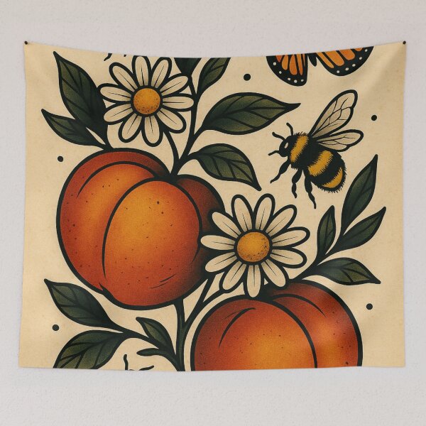 Item preview, Summer Vibes Peach Tattoo Artist Retro Poster Orchard Vintage designed and sold by Wild Blood Designs.