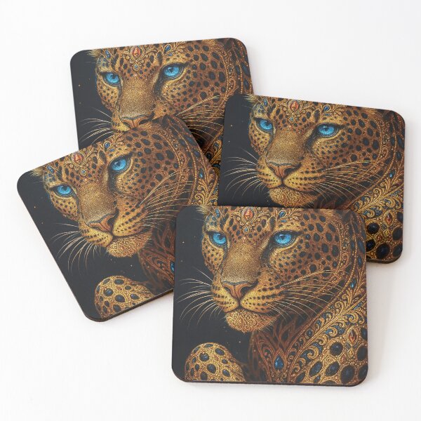 Item preview, Royal Sapphire Leopard – Luxurious Ornamental Cat Portrait designed and sold by Gold Turtle  Lina.