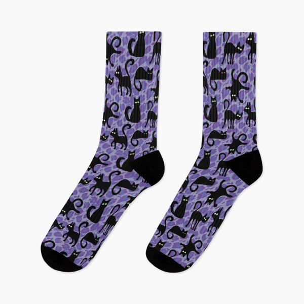Item preview, Black Cats Animal Print - Purple & Sweet Lavender designed and sold by Una Somerville.