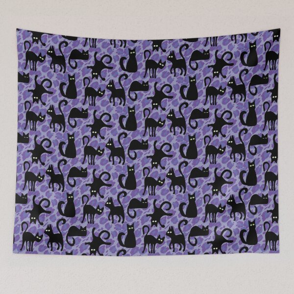 Item preview, Black Cats Animal Print - Purple & Sweet Lavender designed and sold by Una Somerville.
