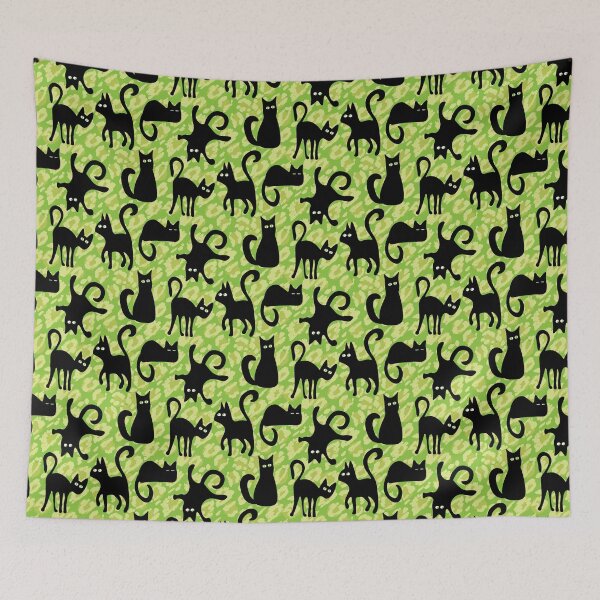 Item preview, Black Cats Animal Print - Neon Green designed and sold by Una Somerville.