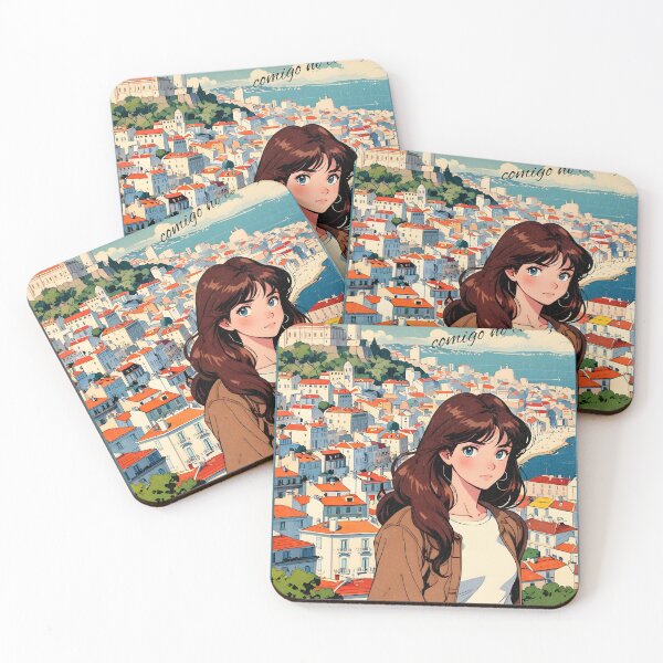 Item preview, Romantic Farewell in Lisbon Portugal Europe – Retro Anime Travel Girl Love Quote designed and sold by Kawaii-Sky.