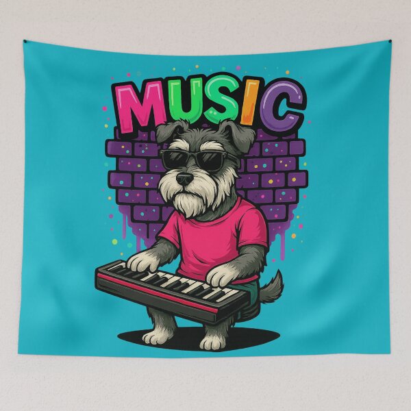 Item preview, Perro Músico con Teclado - Schnauzer Cool Amante de la Música designed and sold by Idelab-11.