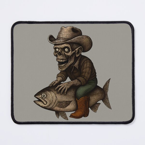 Item preview, Zombie Cowboy Riding Fish designed and sold by NightTimeJ.