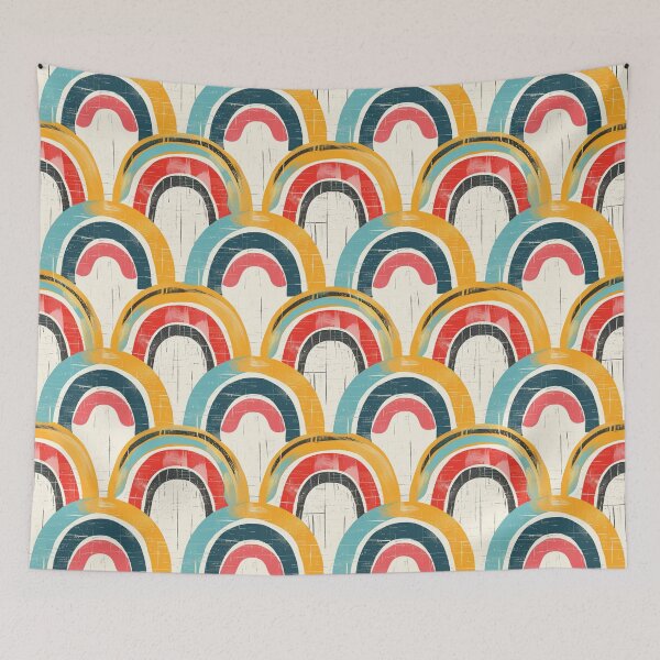 Artikelvorschau, Retro-Regenbogenmuster der 1970er Jahre entworfen und verkauft von Mel Bel Studio .