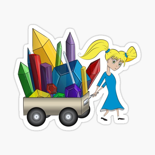 Gem Girl with Cart of Crystals Sticker
