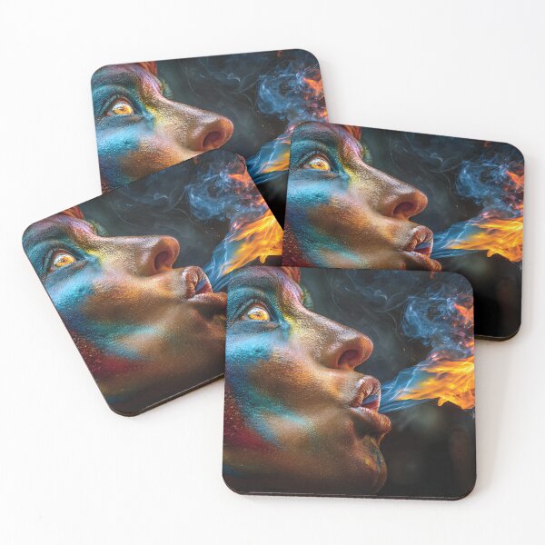 Item preview, Vibrant Fire Breather with Colorful Face Paint designed and sold by Artessie.
