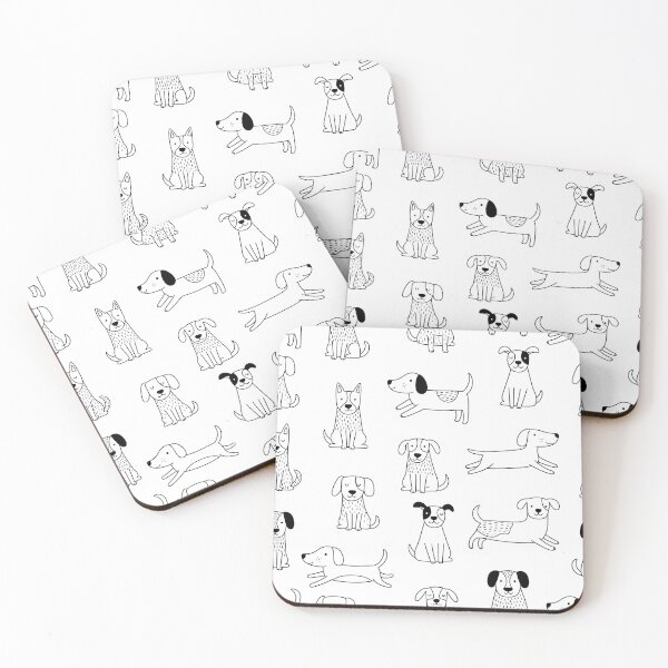 Item preview, Playful Doodle Dogs Pattern - Black and White Minimalist Pups designed and sold by DropRomance.