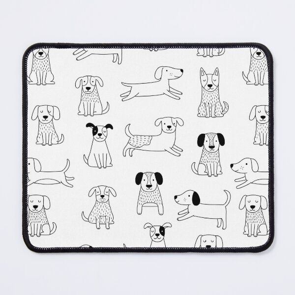 Item preview, Playful Doodle Dogs Pattern - Black and White Minimalist Pups designed and sold by DropRomance.