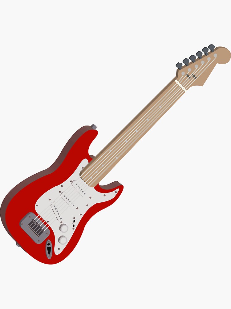 Thumbnail 3 of 3, Sticker, Red Electric Guitar Art - Classic Stratocaster Style designed and sold by lberkleydesigns.