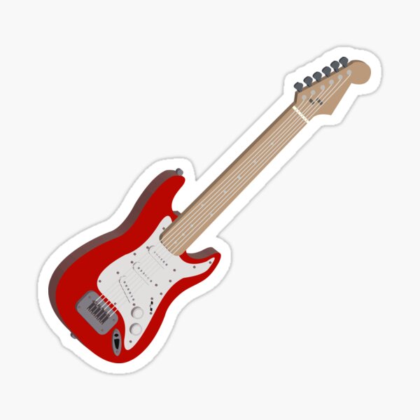 Red Electric Guitar Art - Classic Stratocaster Style Sticker