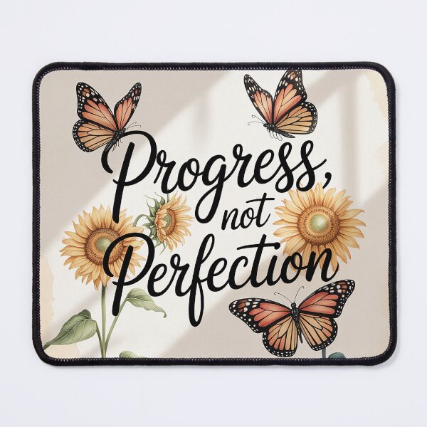 Item preview, Progress Not Perfection Sticker – Watercolor Sunflowers & Monarch Butterflies, Positive Affirmation, Motivational Vinyl Decal for Journals designed and sold by Design Den.