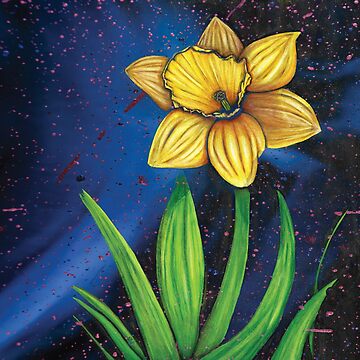 Artwork thumbnail, Golden Daffodil Bloom - Cosmic Flower Art by Lauren Visual Arts