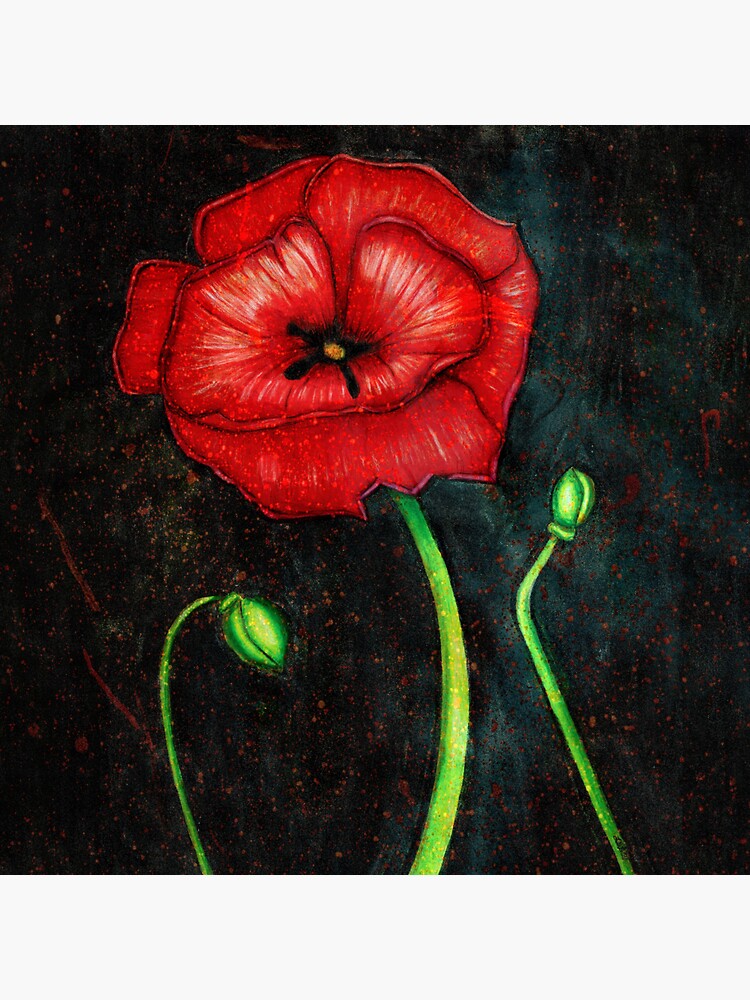 Thumbnail 3 of 3, Sticker, Scarlet Poppy Remembrance - Cosmic Memorial Art designed and sold by lberkleydesigns.