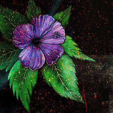Artwork thumbnail, Purple Hibiscus Flower - Cosmic Tropical Art by Lauren Visual Arts