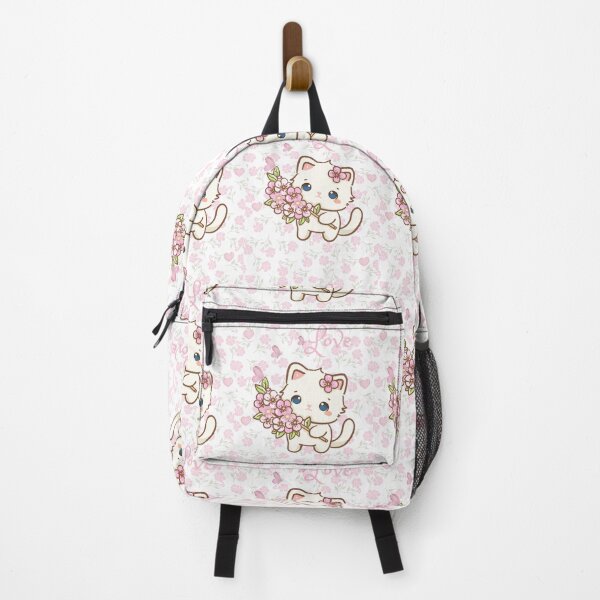 Item preview, Cat design, cute cream cat kitten, bee, love, flowers, kawaii, sakura, spring cat  designed and sold by Coolparrotgirl.