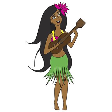 Artwork thumbnail, Vintage Hula Girl with Ukulele - Retro Hawaiian Dancer by Lauren Visual Arts