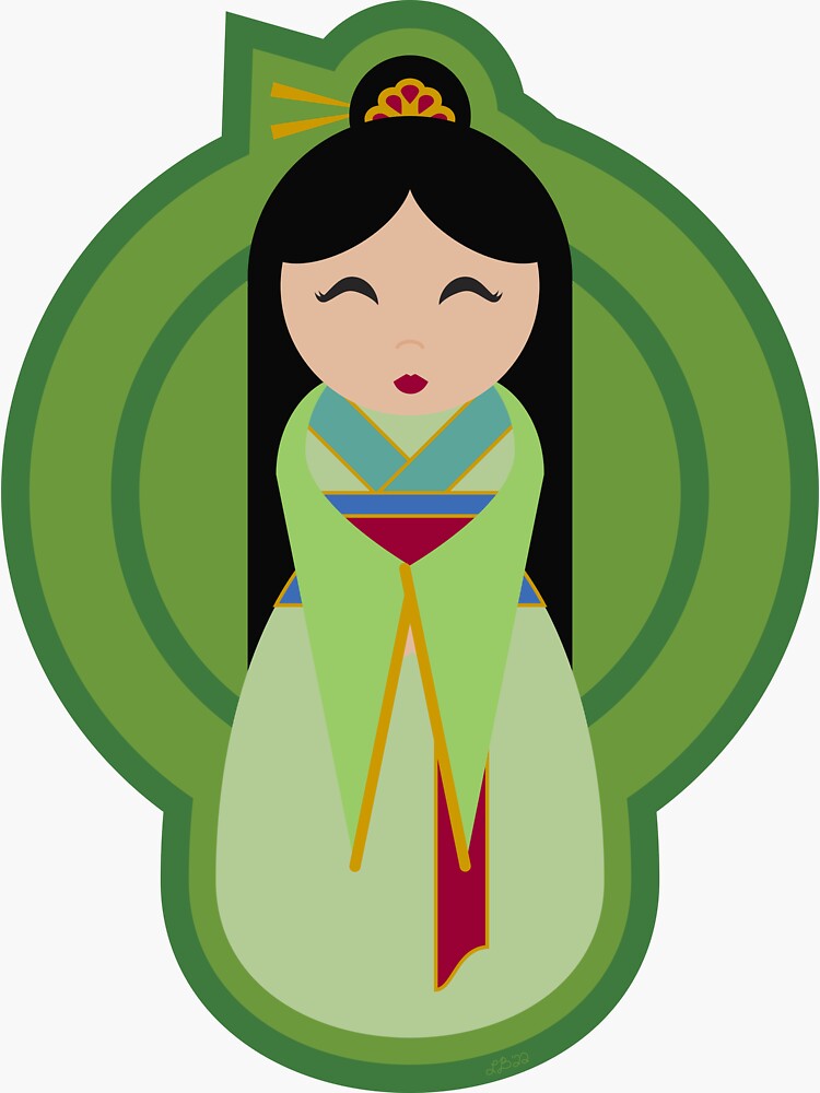 Thumbnail 3 of 3, Sticker, Minimalist Chinese Princess - Cute Asian Girl in Traditional Hanfu designed and sold by lberkleydesigns.