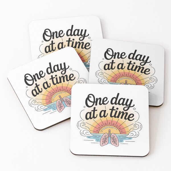 Item preview, One Day at a Time Sticker – Retro Sun, Ocean & Lungs Illustration, Mental Health & Sobriety Vinyl Decal for Journals, Water Bottles & Laptops designed and sold by Design Den.