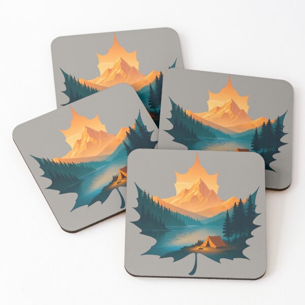 Item preview, Autumn Lakeside Tent Camping in a Maple Leaf Silhouette designed and sold by Friends Custom Creations.