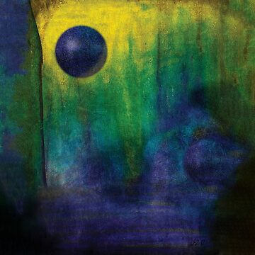 Artwork thumbnail, Abstract Blue Green Composition - Modern Textured Art by Lauren Visual Arts