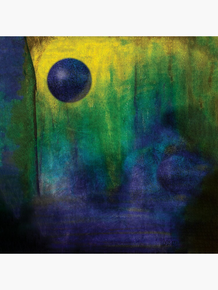 Thumbnail 3 of 3, Sticker, Abstract Blue Green Composition - Modern Textured Art designed and sold by lberkleydesigns.
