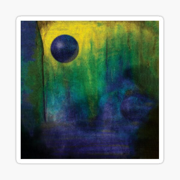 Abstract Blue Green Composition - Modern Textured Art Sticker