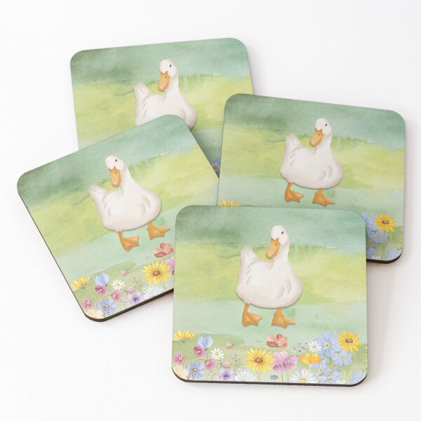 Item preview, Cute Duck and flowers on watercolour background designed and sold by Fantacaroo Designs.