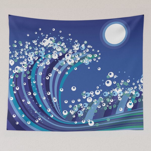 Item preview, Japanese Wave Moon Art - Ocean Night Sky Art designed and sold by Lauren Visual Arts.