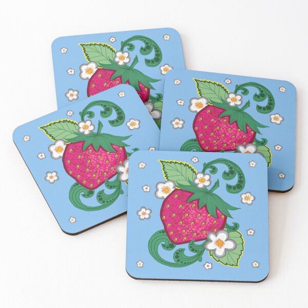 Item preview, strawberry with vines and flowers designed and sold by Lemnisc8te.