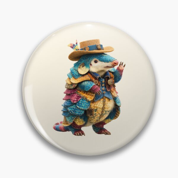 Item preview, Title: The Dapper Dillo: Scaled Adventurer of the Southlands designed and sold by MYTHIC PEEL STICKERS.