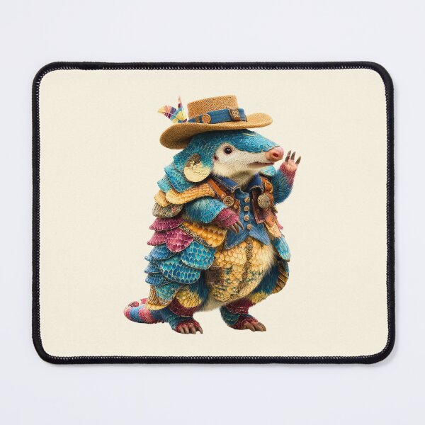 Item preview, Title: The Dapper Dillo: Scaled Adventurer of the Southlands designed and sold by MYTHIC PEEL STICKERS.