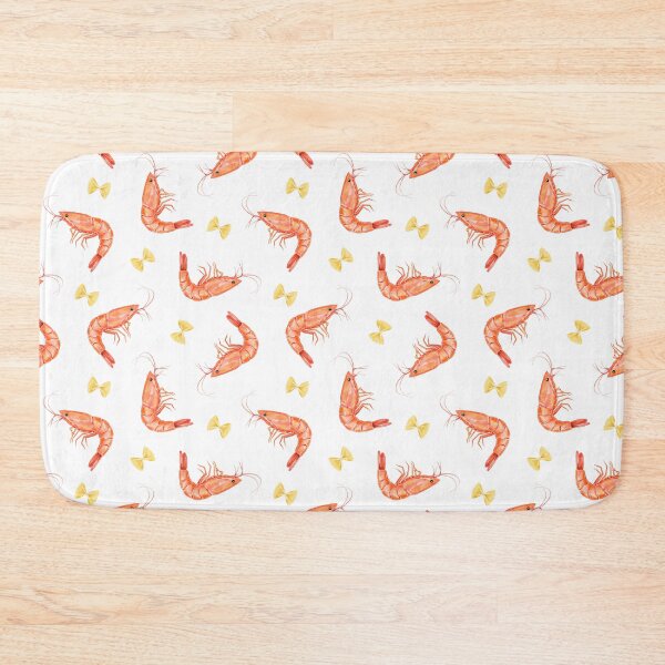Item preview, Watercolor seamless pattern with shrimps and bow tie pasta. Bright hand painted seafood designed and sold by eves_aquadreams.
