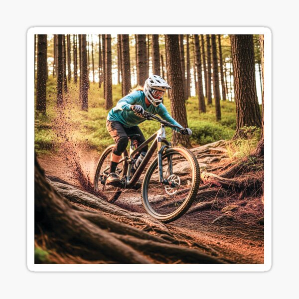 Item preview, Mountain Biker Carves Hard on Rugged Root Trail. designed and sold by Hinson MTB Visuals.