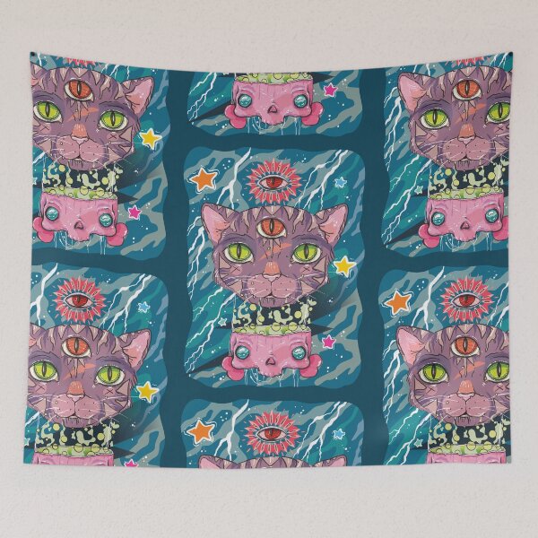 Item preview, Spiritual Holy cat with pink skull designed and sold by Franco Moody.