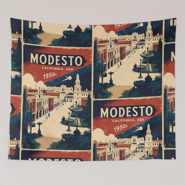 Aperçu de l'œuvre Modesto Californie années 1950 États-Unis Vintage Voyage Tourisme créée et vendue par TravelersGems.