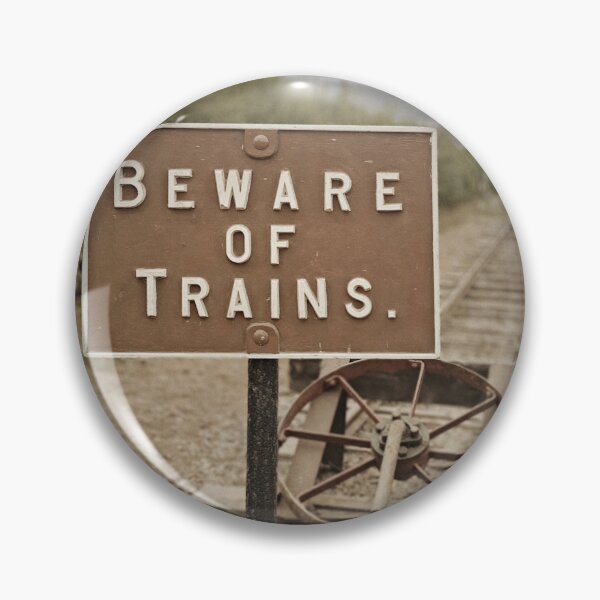Item preview, Victorian "beware of trains" sign designed and sold by BornToBeWyld.