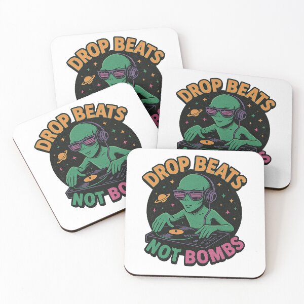 Item preview, Alien DJ – Drop Beats Not Bombs Retro Rave Design designed and sold by SightbySteve.