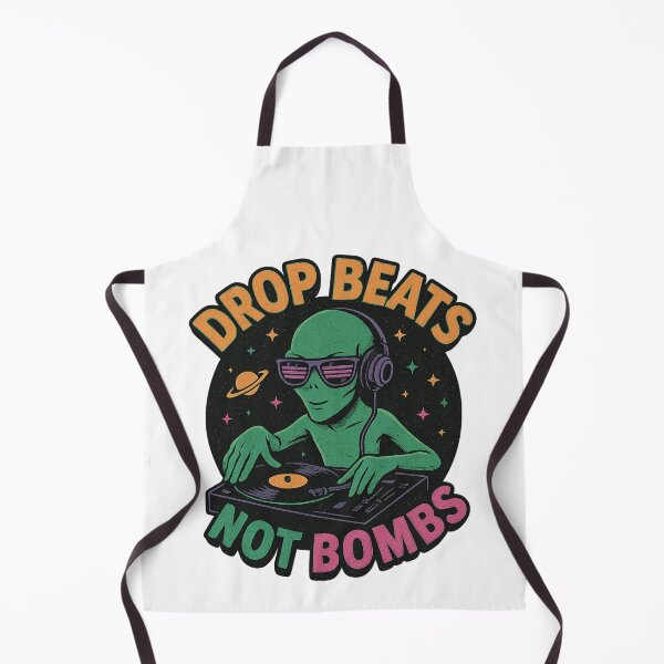 Item preview, Alien DJ – Drop Beats Not Bombs Retro Rave Design designed and sold by SightbySteve.