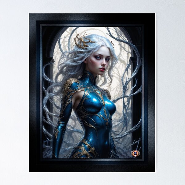 Item preview, The Azure Mystical Sentinel Nyxandra By The Arch Of Noss Captivating AI Concept Art by Xzendor7 designed and sold by Xzendor7 Digital Art Creations.
