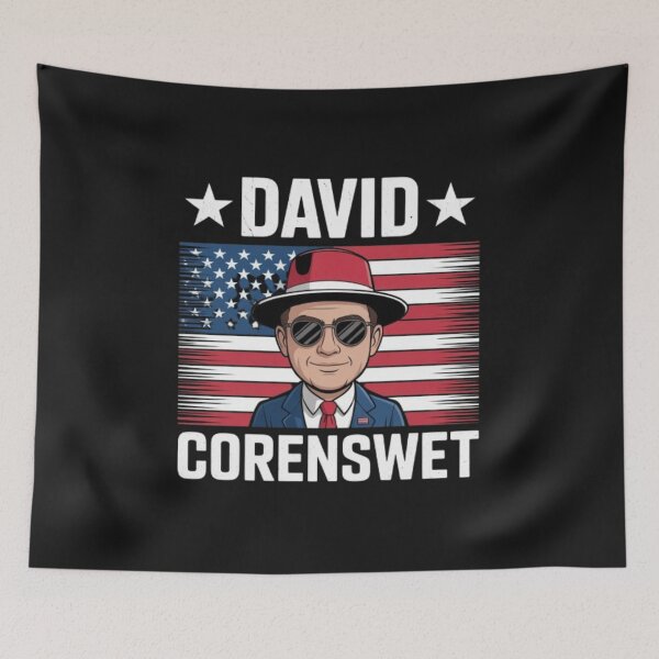 Item preview, David Corenswet Cartoon – Patriotic American Flag Suit & Hat Art designed and sold by dortmond.